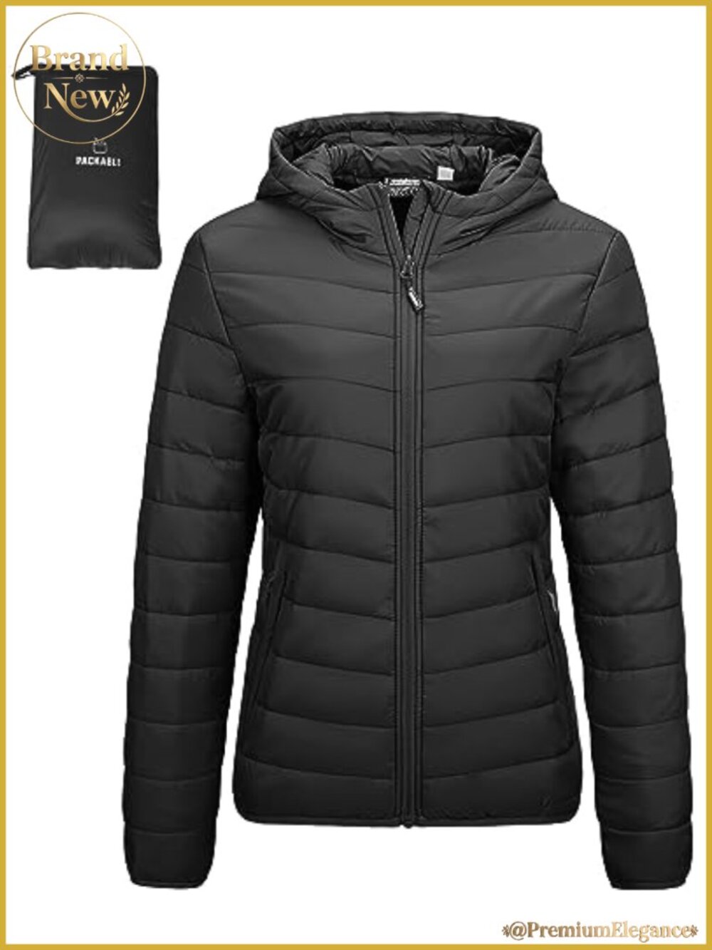 Packable Lightweight Puffer Jacket Hooded Winter Coat